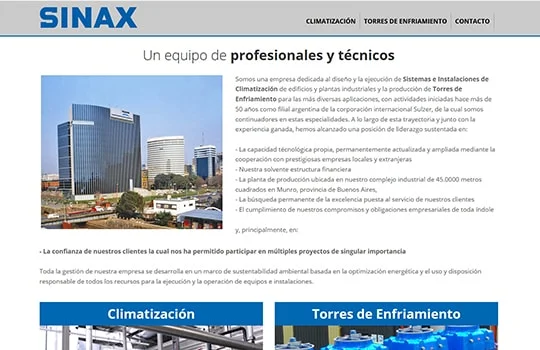 SINAX | Climatización y Torres de Enfriamiento - Página Web
